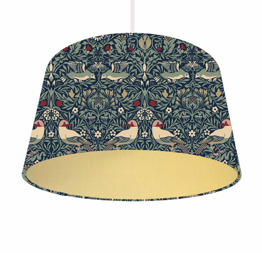 William Morris Wintergarden Lampshade, Metallic Lining, Bird Home Decor