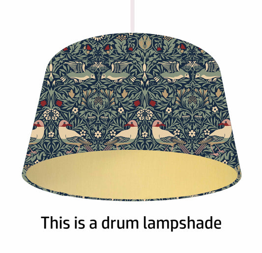 William Morris Wintergarden Lampshade, Metallic Lining, Bird Home Decor