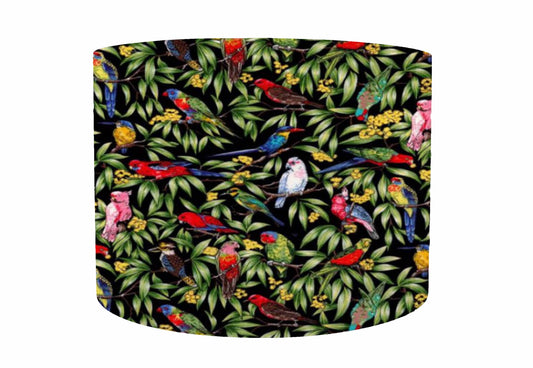 Birds Of Paradise Lampshade, Dark Navy Lamp Shade, White Lining