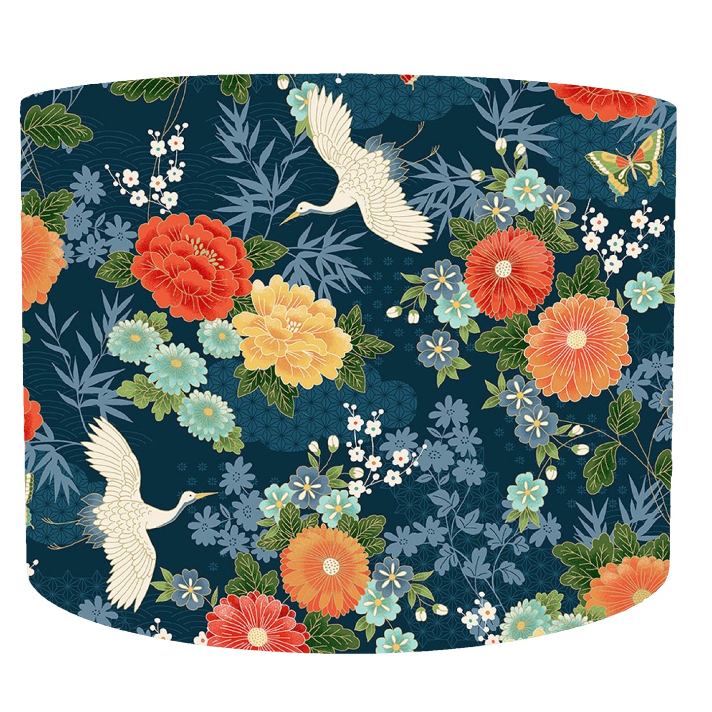 Blue Japanese Garden Lampshade, Floral Home Decor