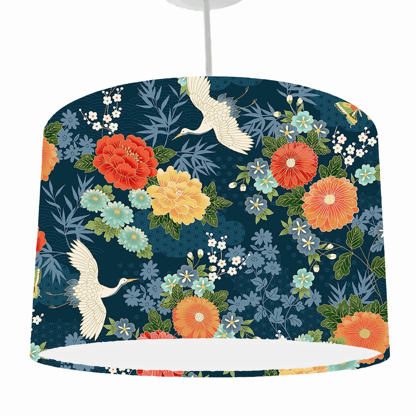 Blue Japanese Garden Lampshade, Floral Home Decor