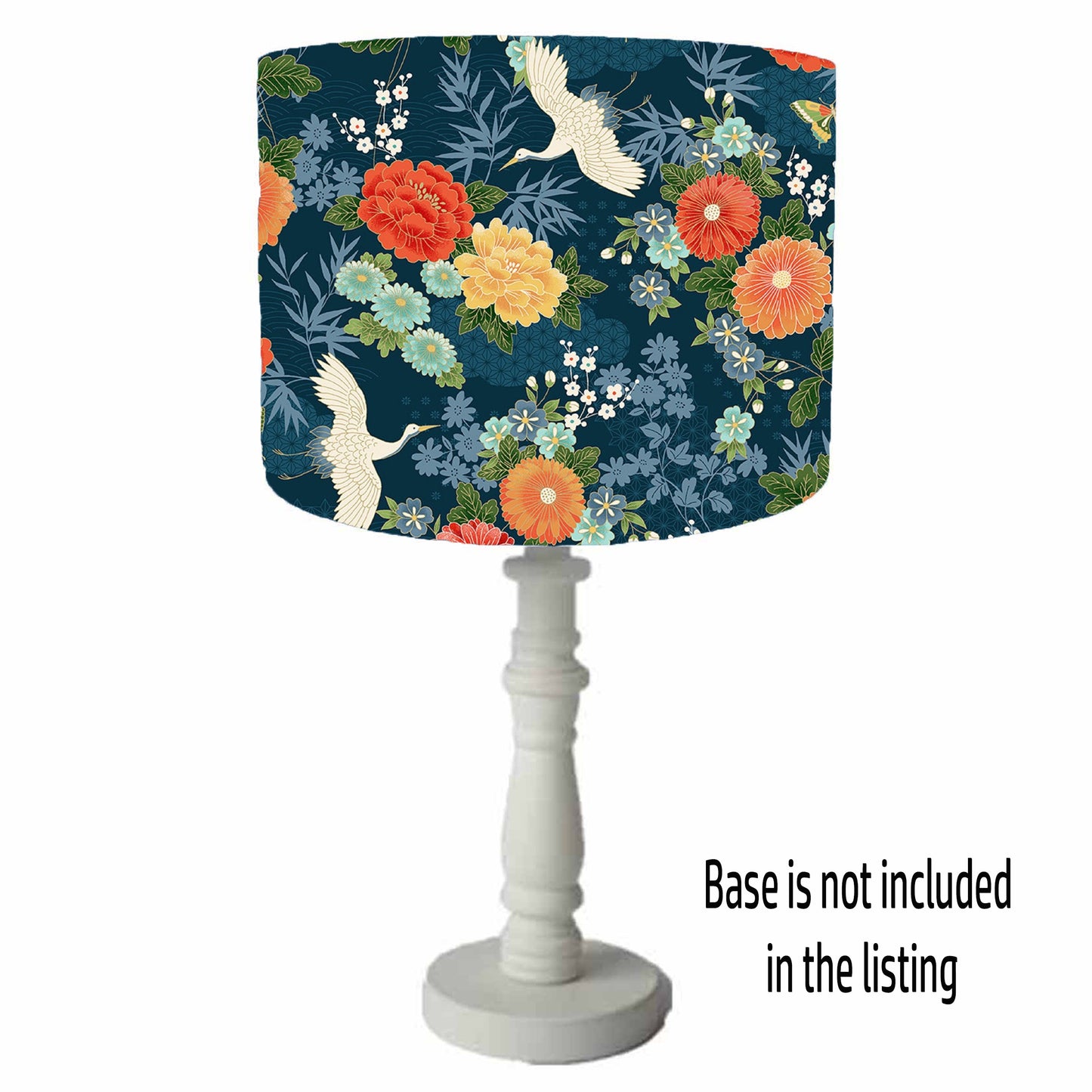 Blue Japanese Garden Lampshade, Floral Home Decor