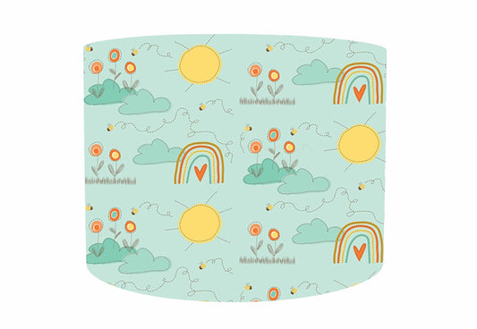 Bumble Bee, Rainbow And Sunshine Lampshade, Mint Version