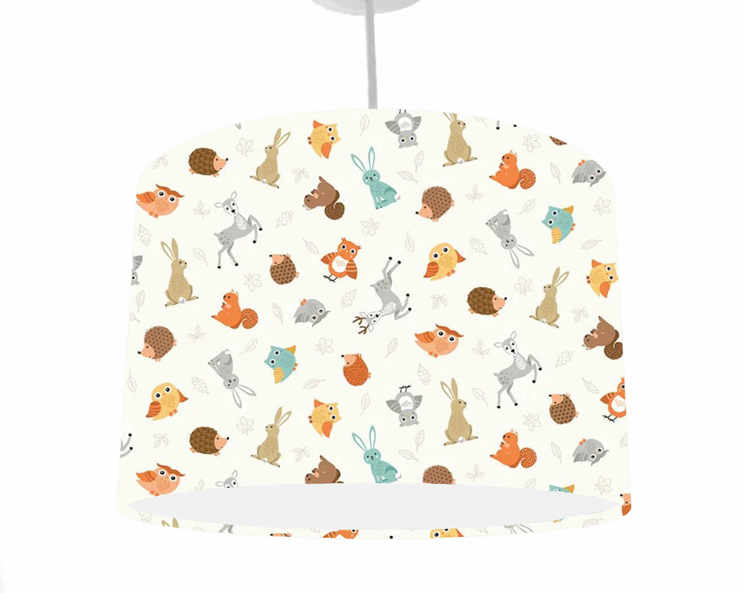 Scattered Woodland Animals Lampshade On Cream Scandi Nursery Decor