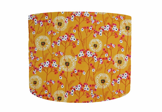Dandelion Clocks Lampshade, Mustard Yellow And Pink Decor