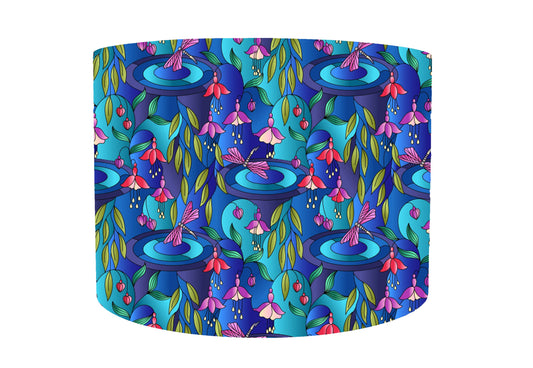 Abstract Floral And Dragonfly Lampshade, Bright And Colourful Home Decor