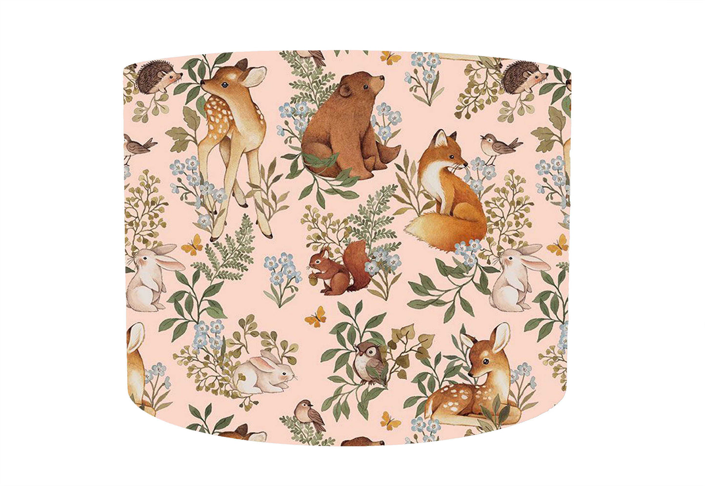 Blush Pink Woodland Animals Lampshade, Woodland Themed Nursery Decor