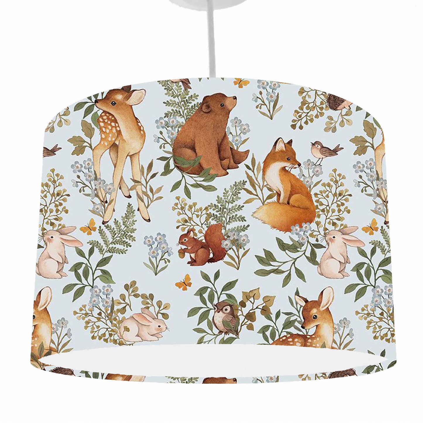 Pale Blue Woodland Nursery Lampshade Ceiling Lampshade, Boho Woodland Decor