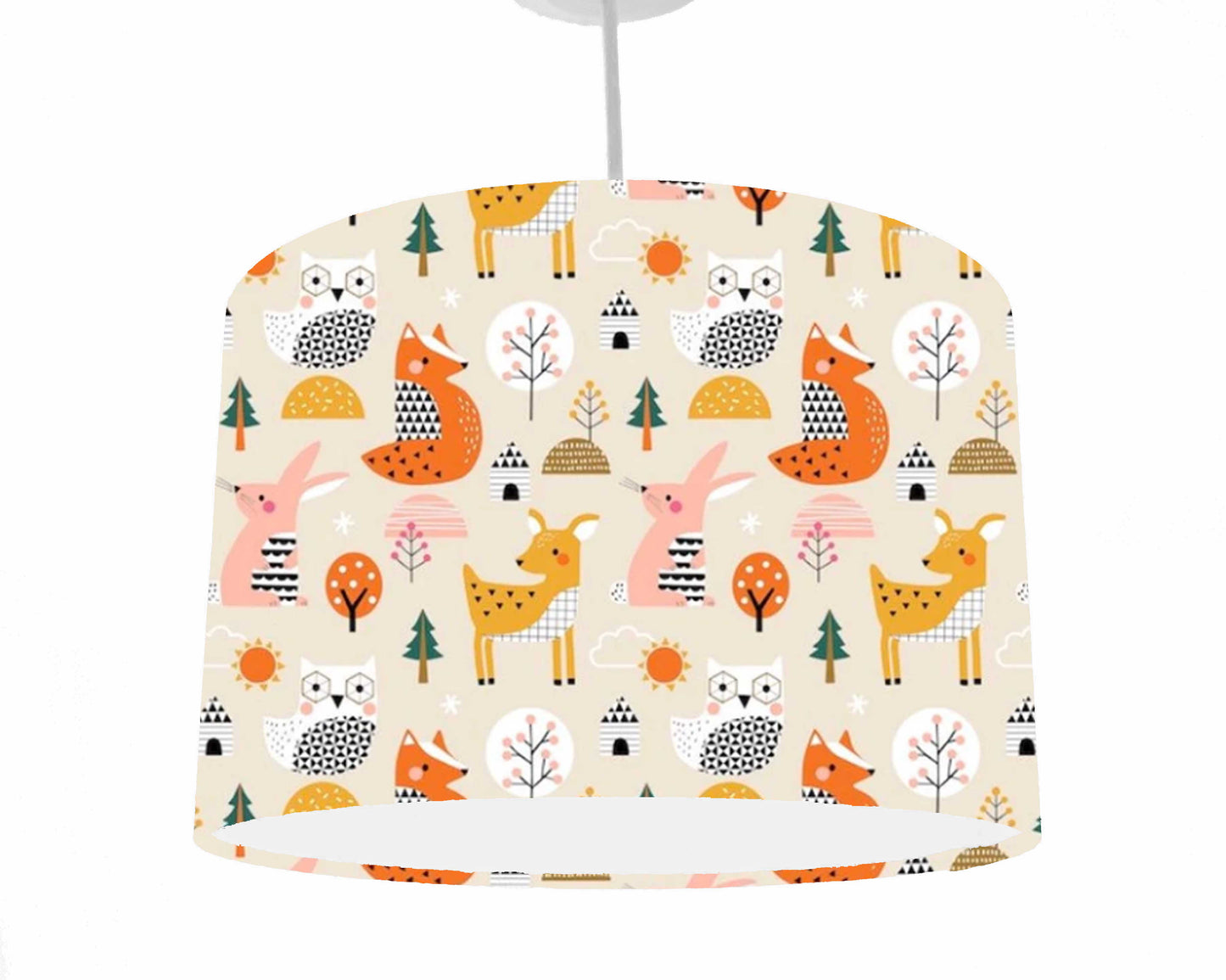 Scandi Woodland Lampshade, Kids Bedroom Decor