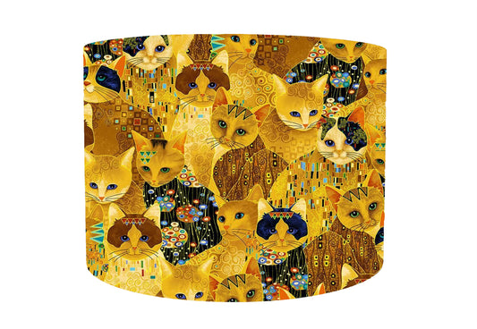 Golden Cat Lampshade, Abstract Cat Home Decor