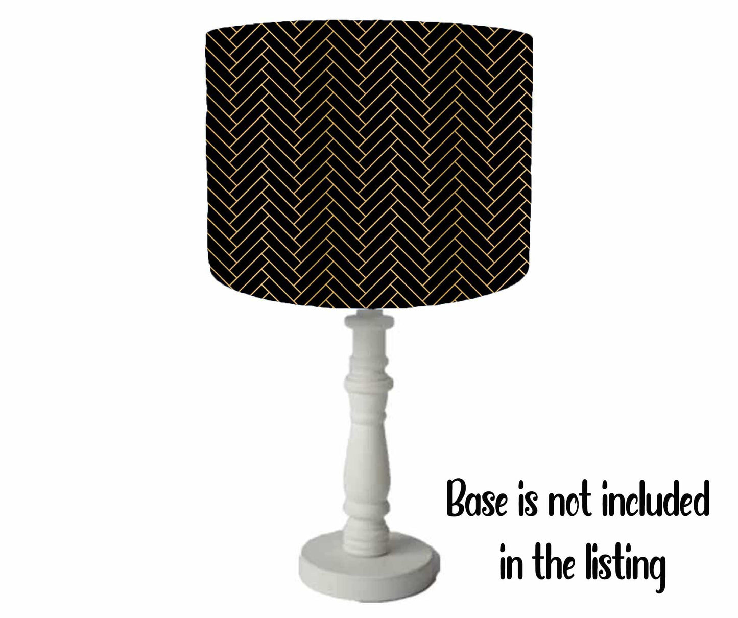 Black And Gold Lampshade, Gold Dashes, Metallic Gold Lining