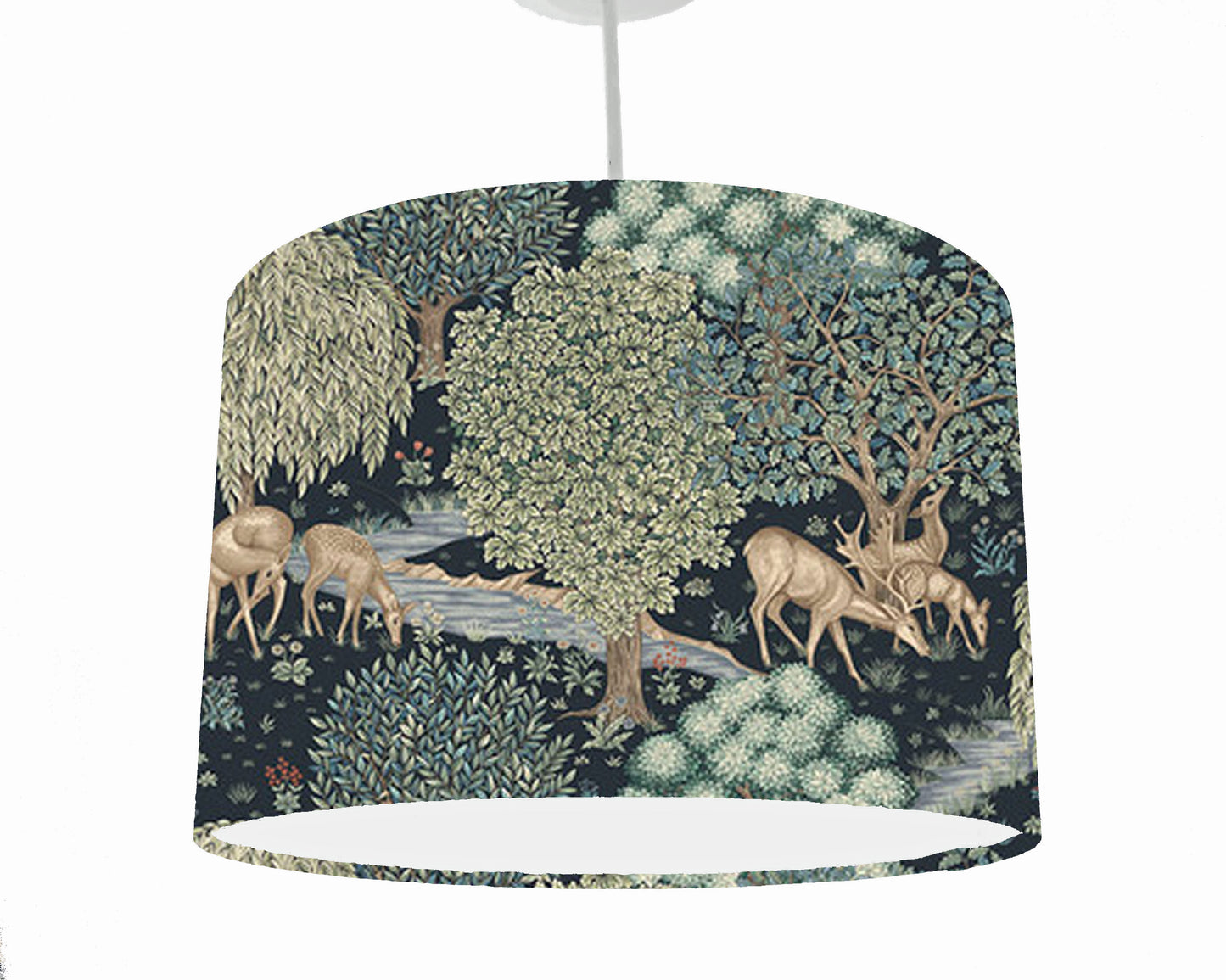 William Morris The Granada Lampshade, White Lining, Woodland Themed Home Decor