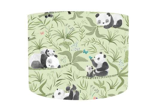 Green Panda Lampshade, Sleeping Pandas, Cute Nursery Decor