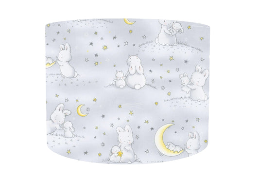 Grey Bunnies in Clouds Lampshade, Cute Rabbit Decor
