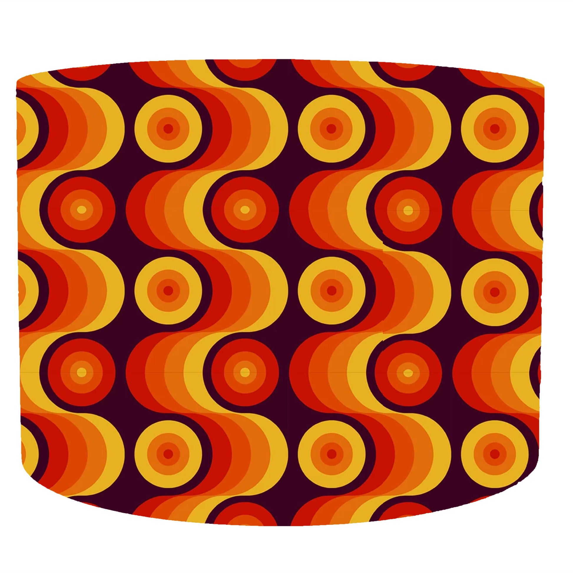 Geometric 70s style drum lampshade, front view