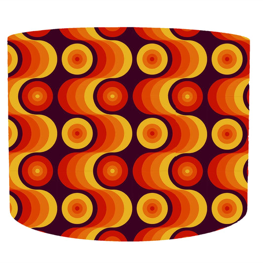 Geometric 70s style drum lampshade, front view