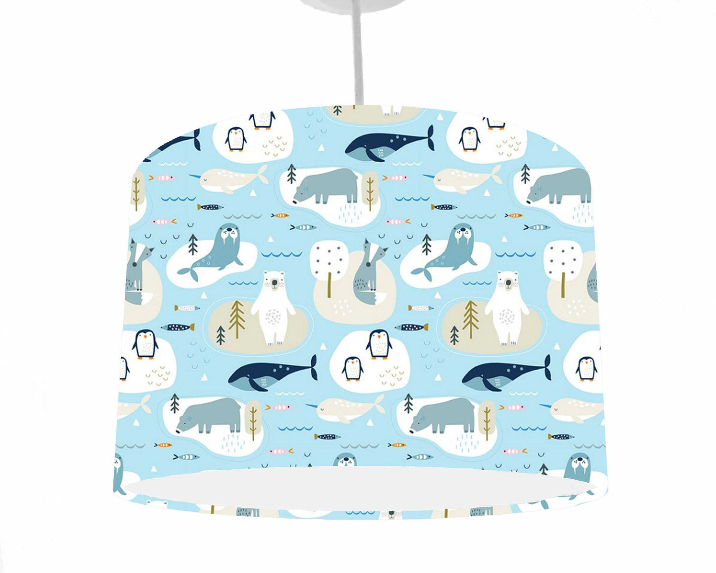 Arctic Animal Blue Lampshade, Winter Themed Nursery Decor, Habitat Range