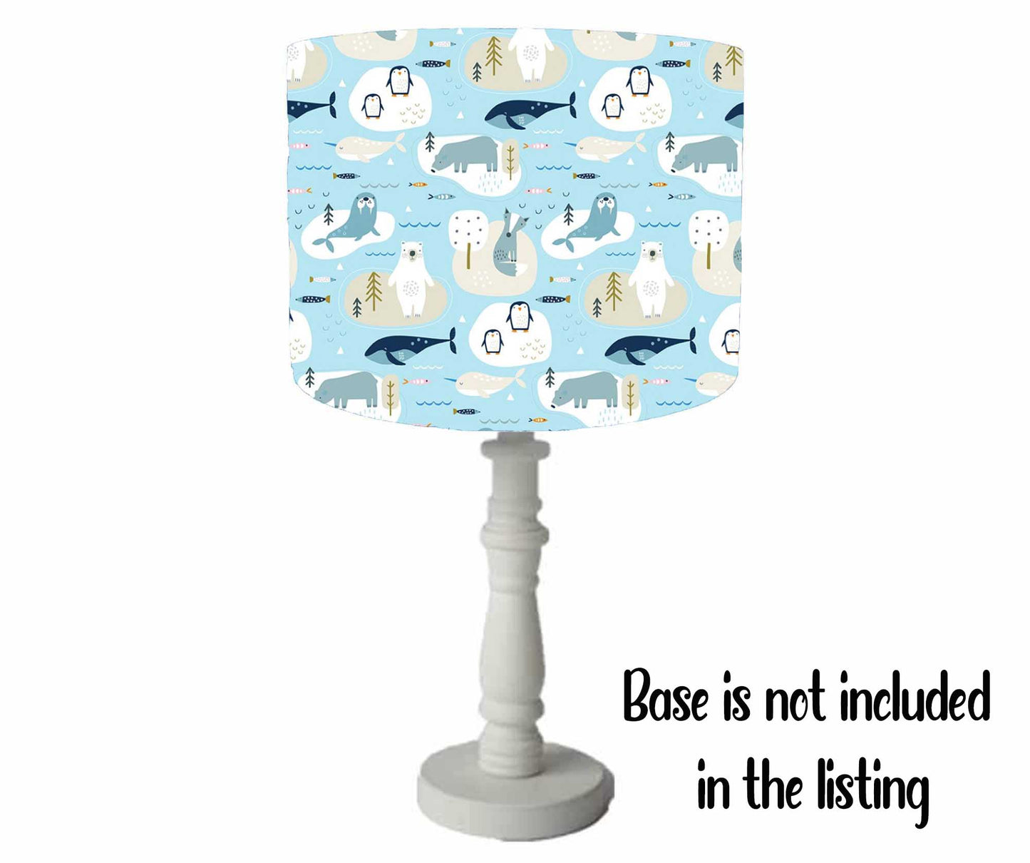 Arctic Animal Blue Lampshade, Winter Themed Nursery Decor, Habitat Range