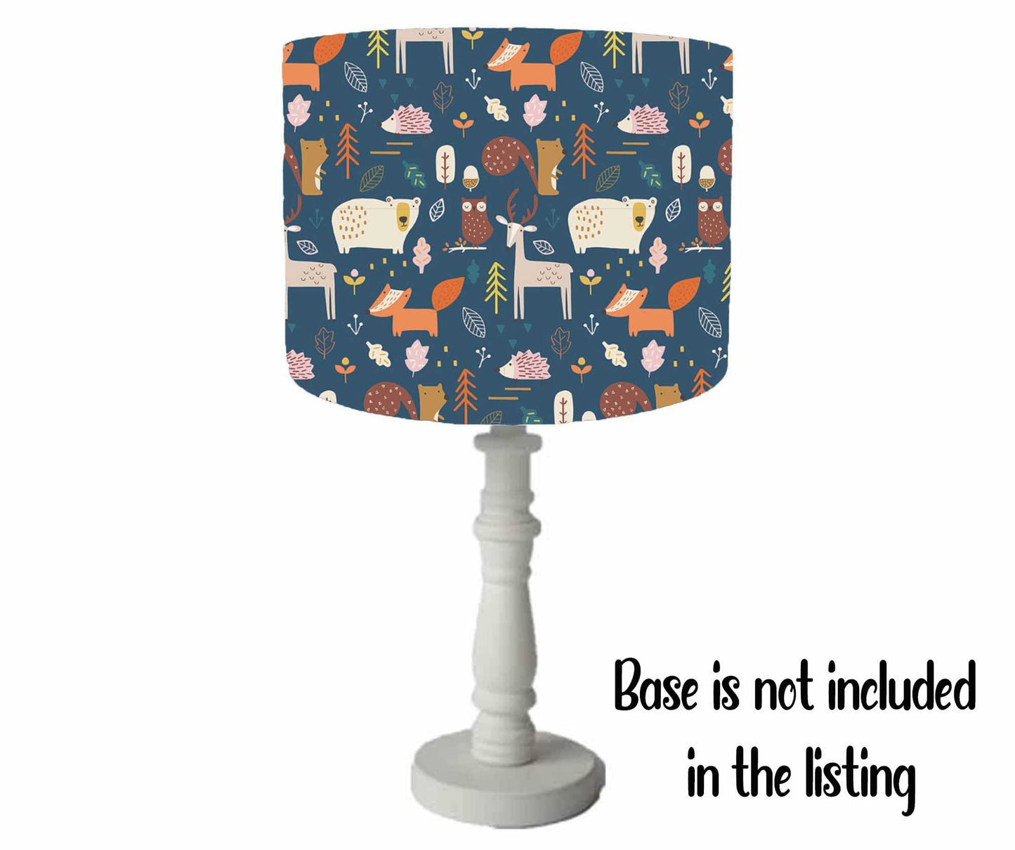 Blue Woodland Animals Lampshade, Woodland Habitat