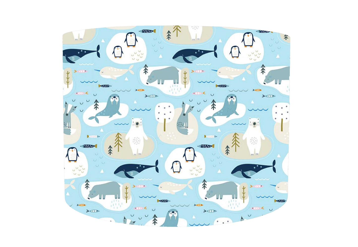 Arctic Animal Blue Lampshade, Winter Themed Nursery Decor, Habitat Range