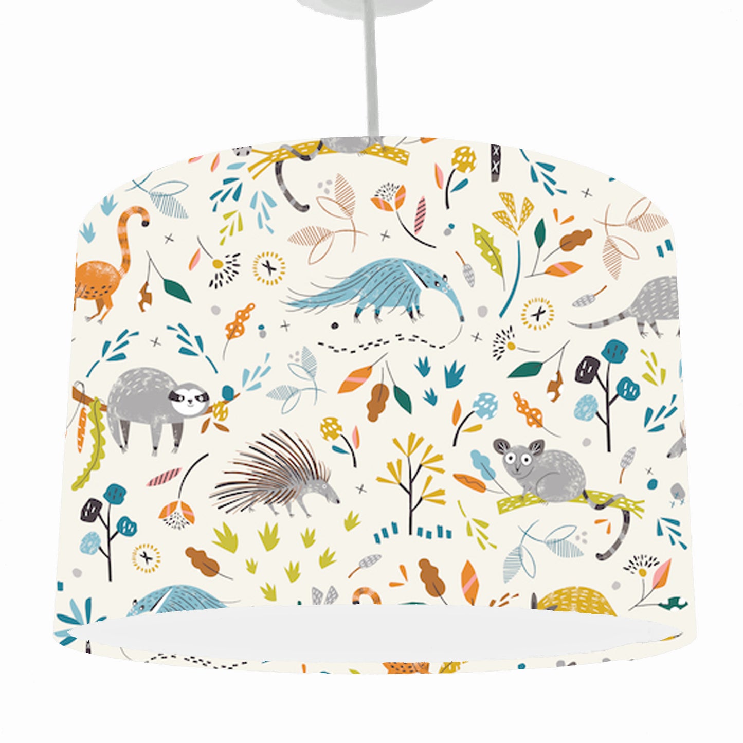 Rainforest Animals Lampshade, Neutral Nursery Decor