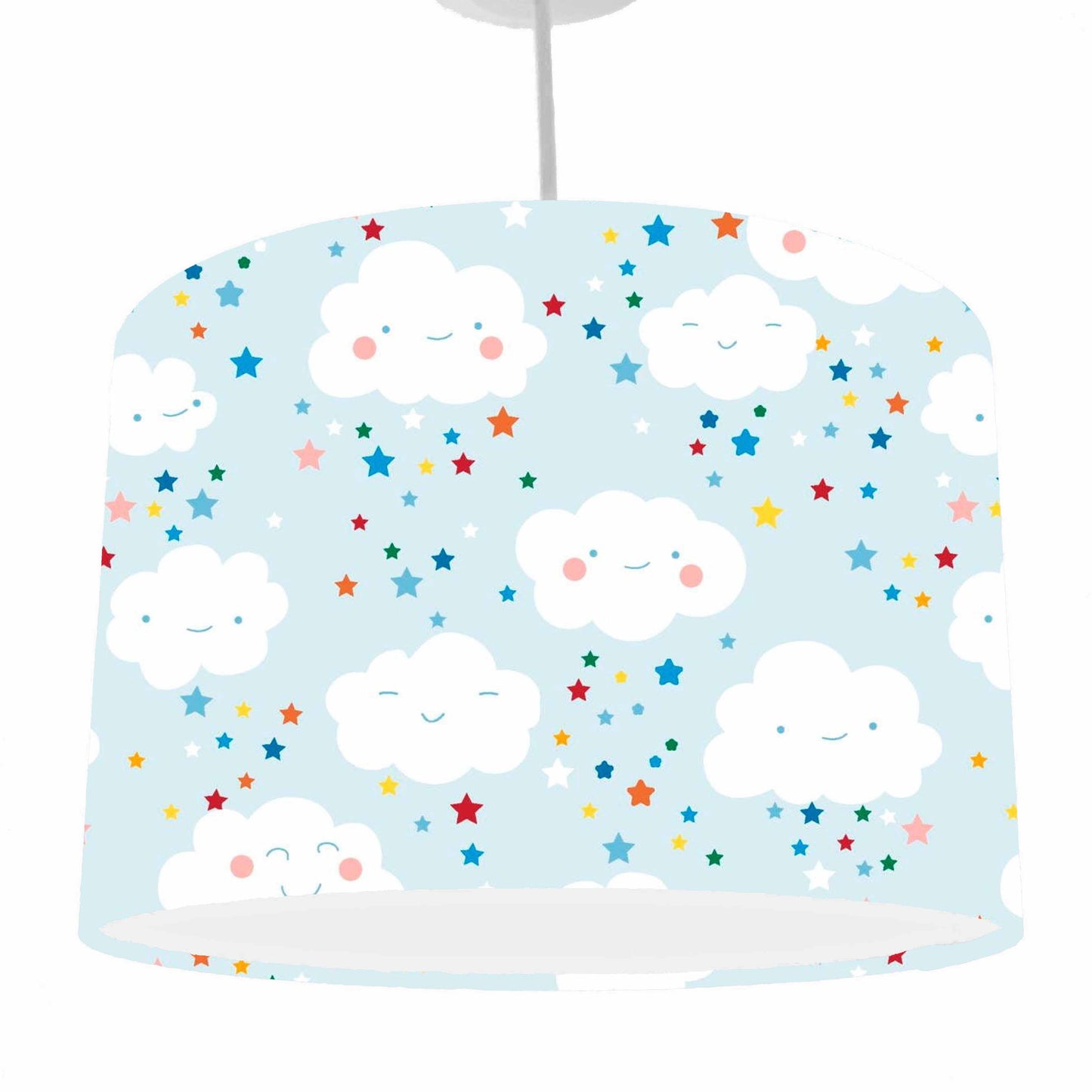 Blue Clouds And Rainbow Raindrops Lampshade