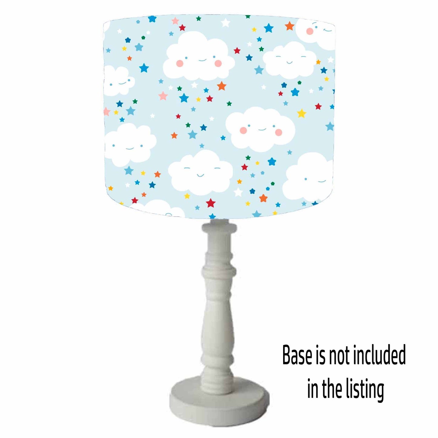 Blue Clouds And Rainbow Raindrops Lampshade