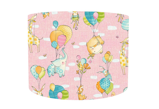Pink Animals And Balloon Lampshade, Up, Up And Away