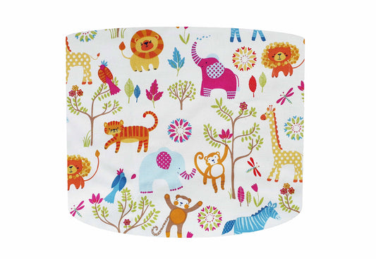 Jungle Animals Lampshade, Canvas Fabric, Safari Nursery