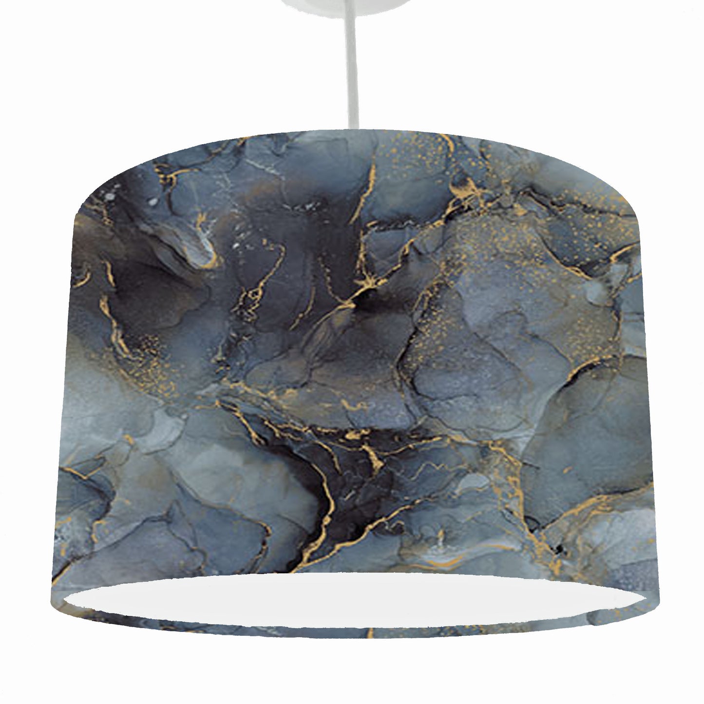 grey and gold abstract lampshade, ceiling light view