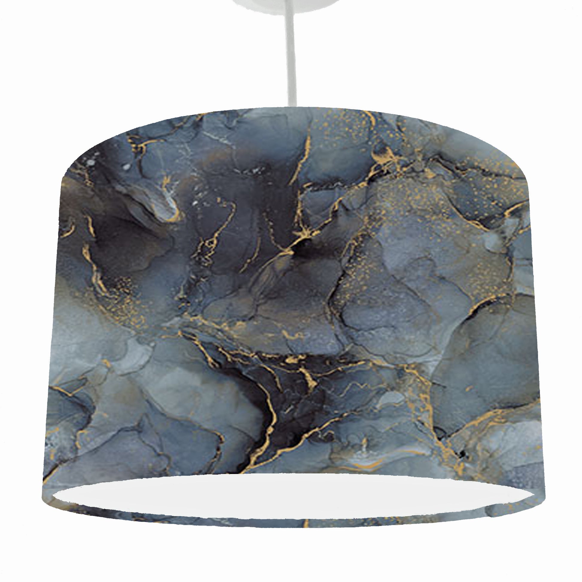 grey and gold abstract lampshade, ceiling light view