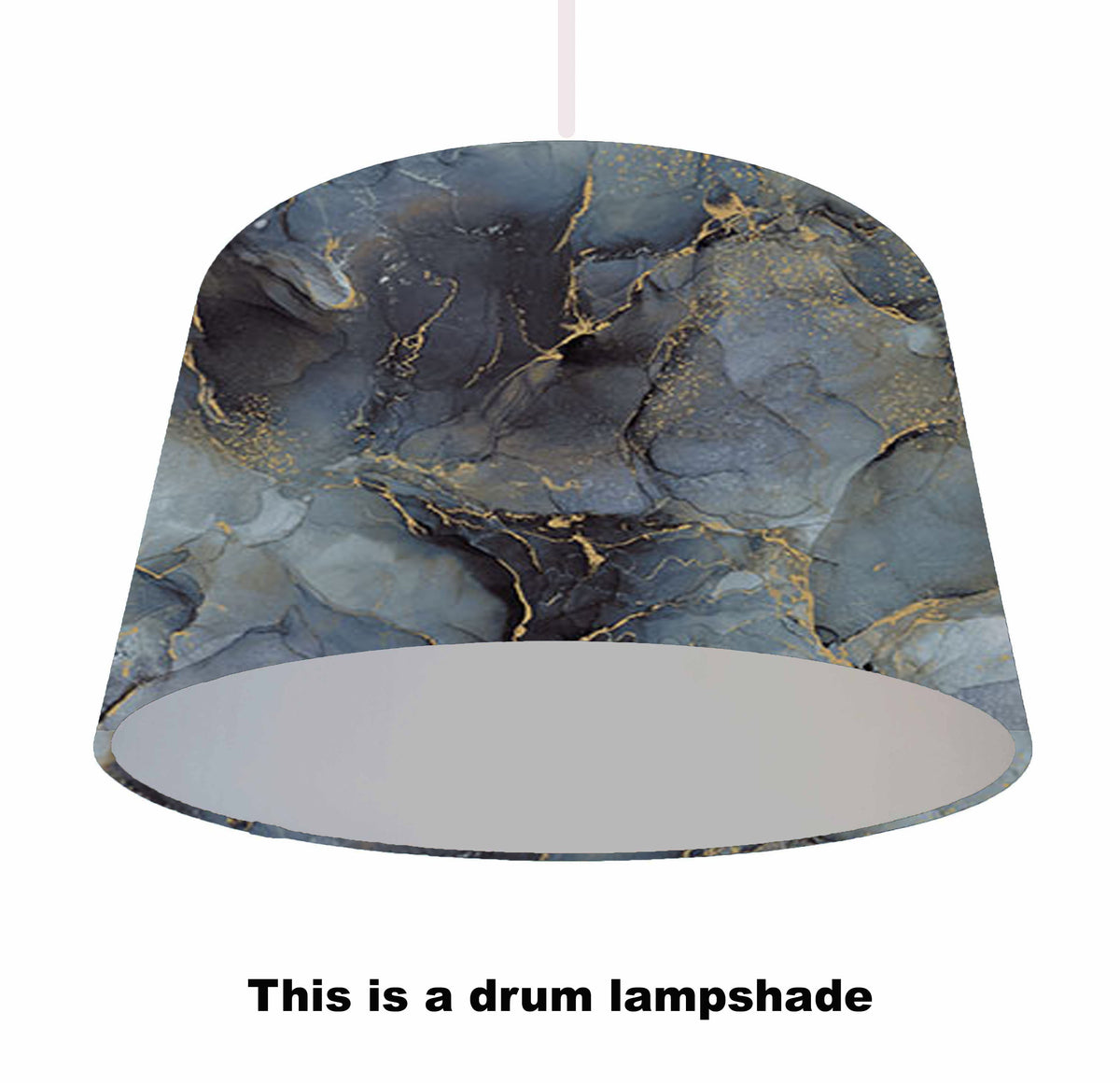 blue grey marble lampshade with silver lining, ceiling light view