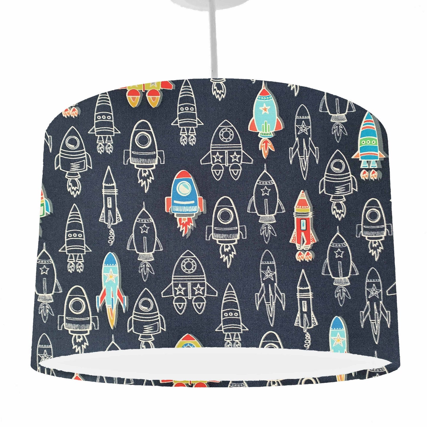 Navy Rocket Lampshade, Space Themed Bedroom