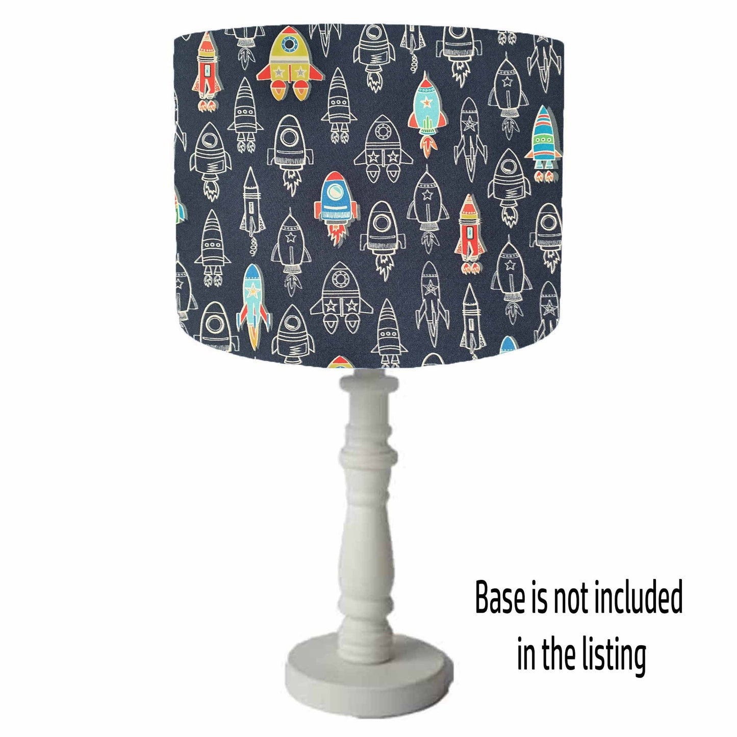 Navy Rocket Lampshade, Space Themed Bedroom