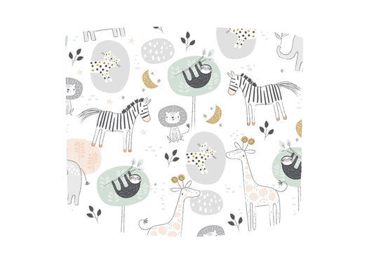 White Safari Animal Lampshade, Neutral Jungle Nursery Decor