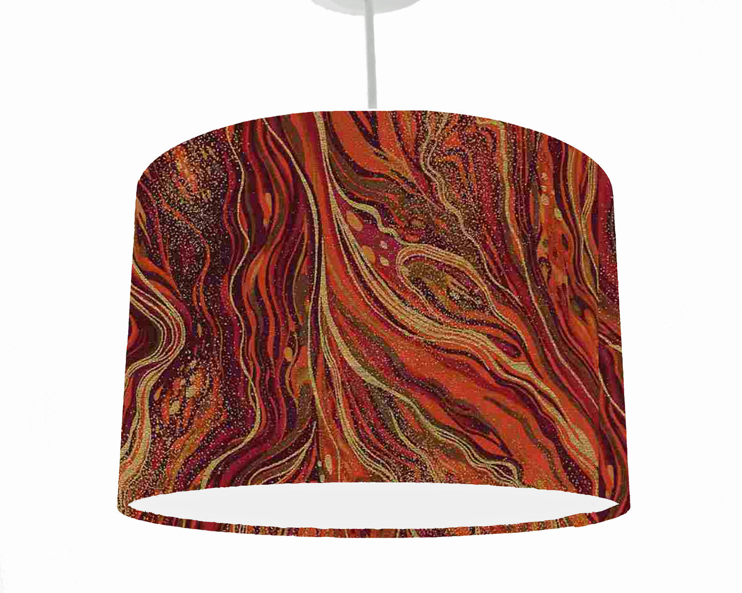 Orange And Gold Marble Lampshade - White Liner