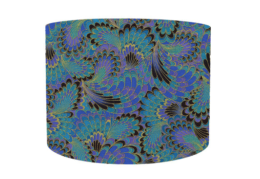 Peacock Feathers Lampshade, White Lining