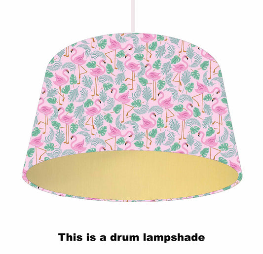 Pink Flamingo And Fern Lampshade - Metallic Lining