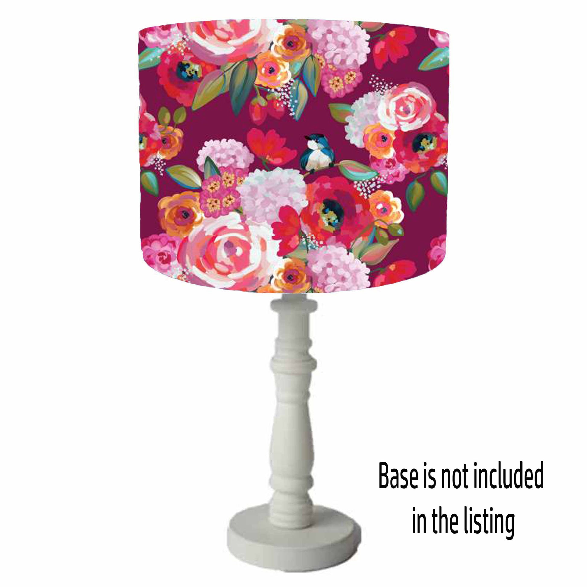 Floral lampshade on a wine colour background, table lampshade view
