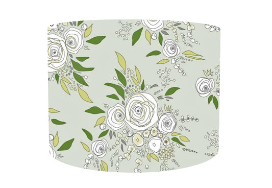 Pale Green Rose Floral Lampshade, Nature Home Decor