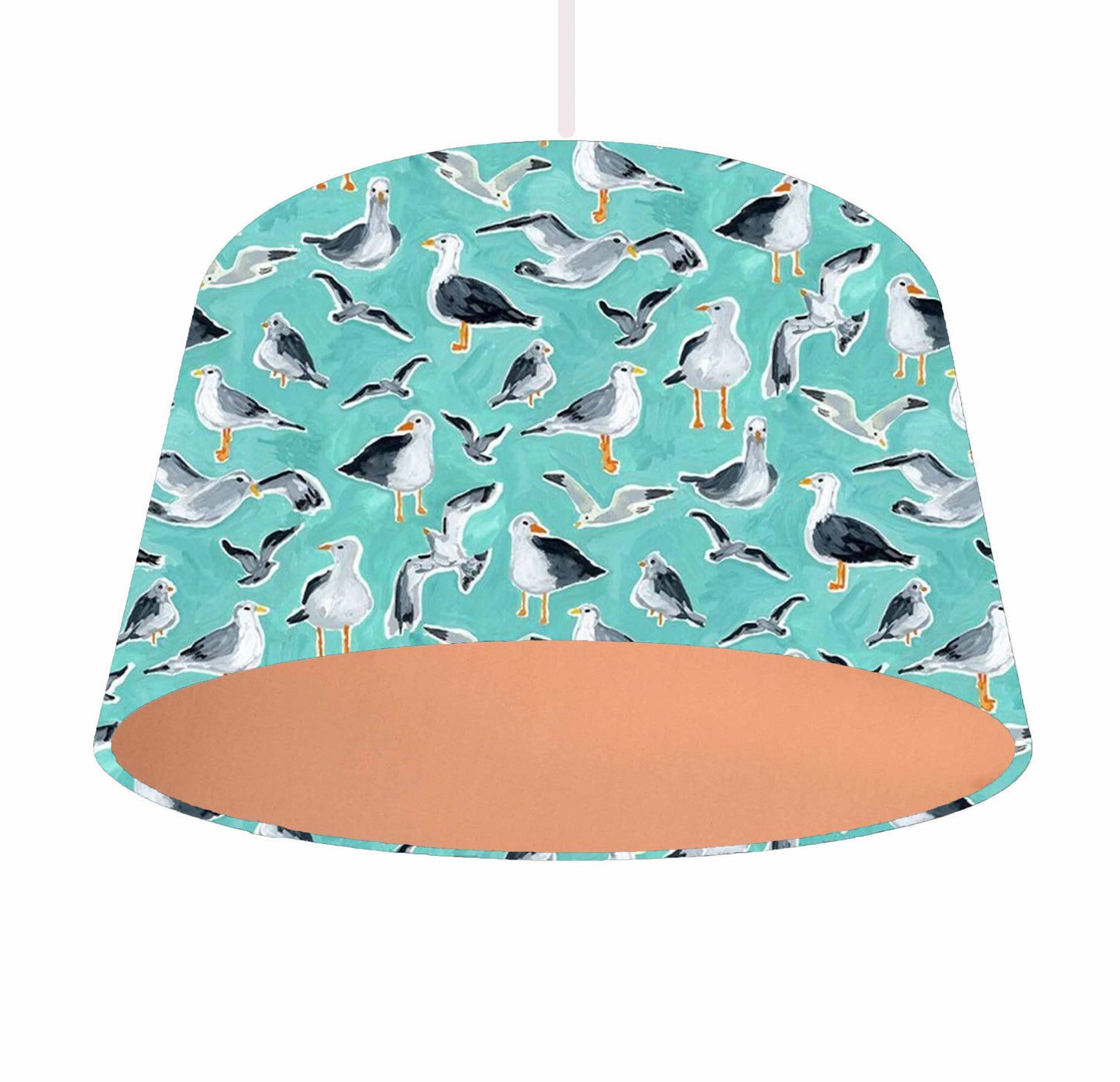 Teal Sea Birds Lampshade - Metallic Lining