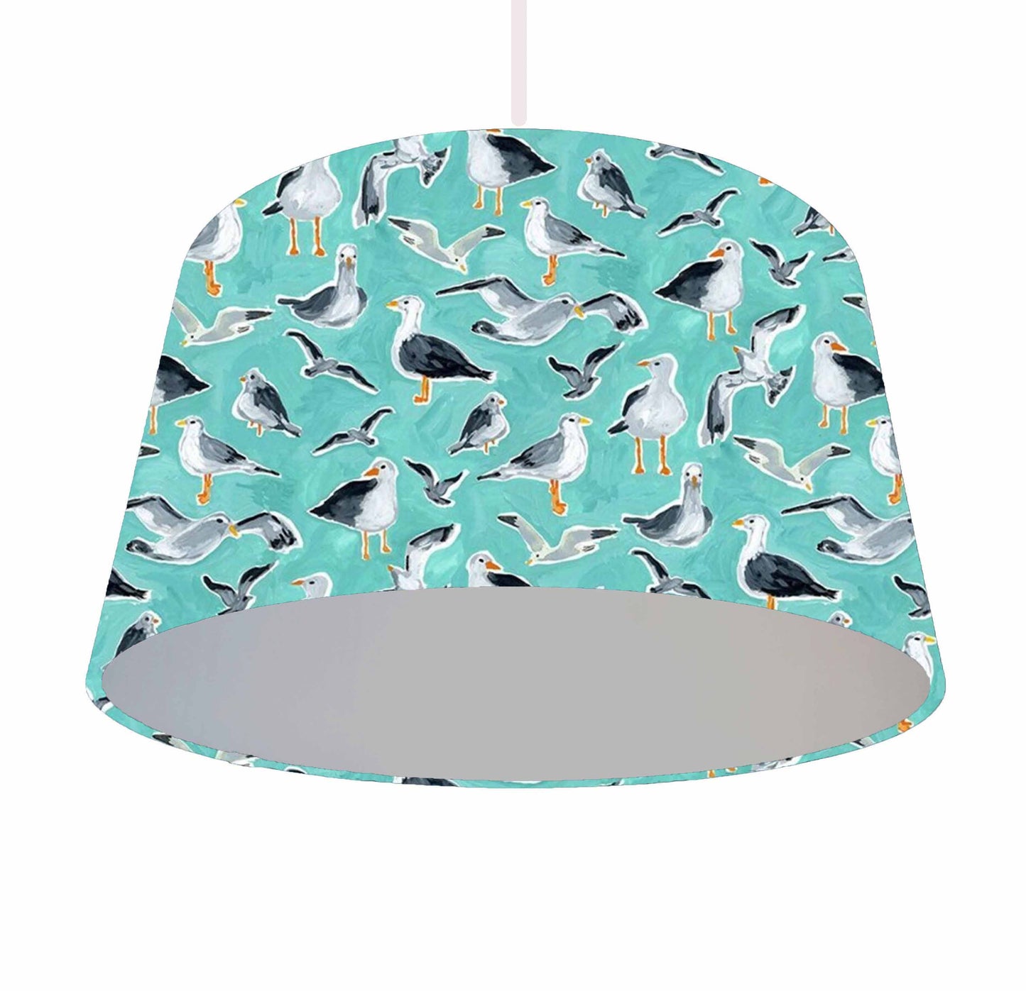 Teal Sea Birds Lampshade - Metallic Lining