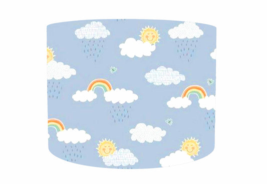 Blue Rainbow, Clouds And Sunshine Lamp Shade, Children Ceiling Shade