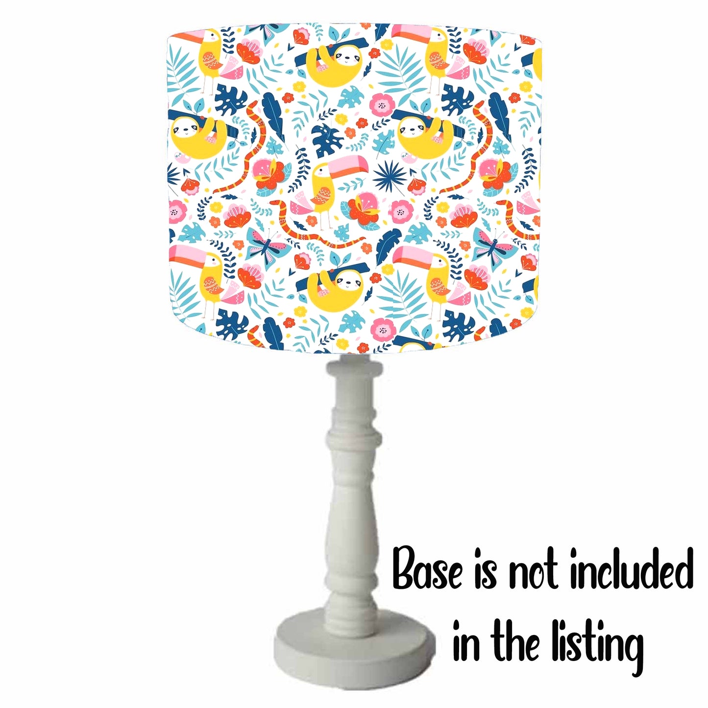 Sloth And Toucan Lampshade, Tropical Themed Home Decor