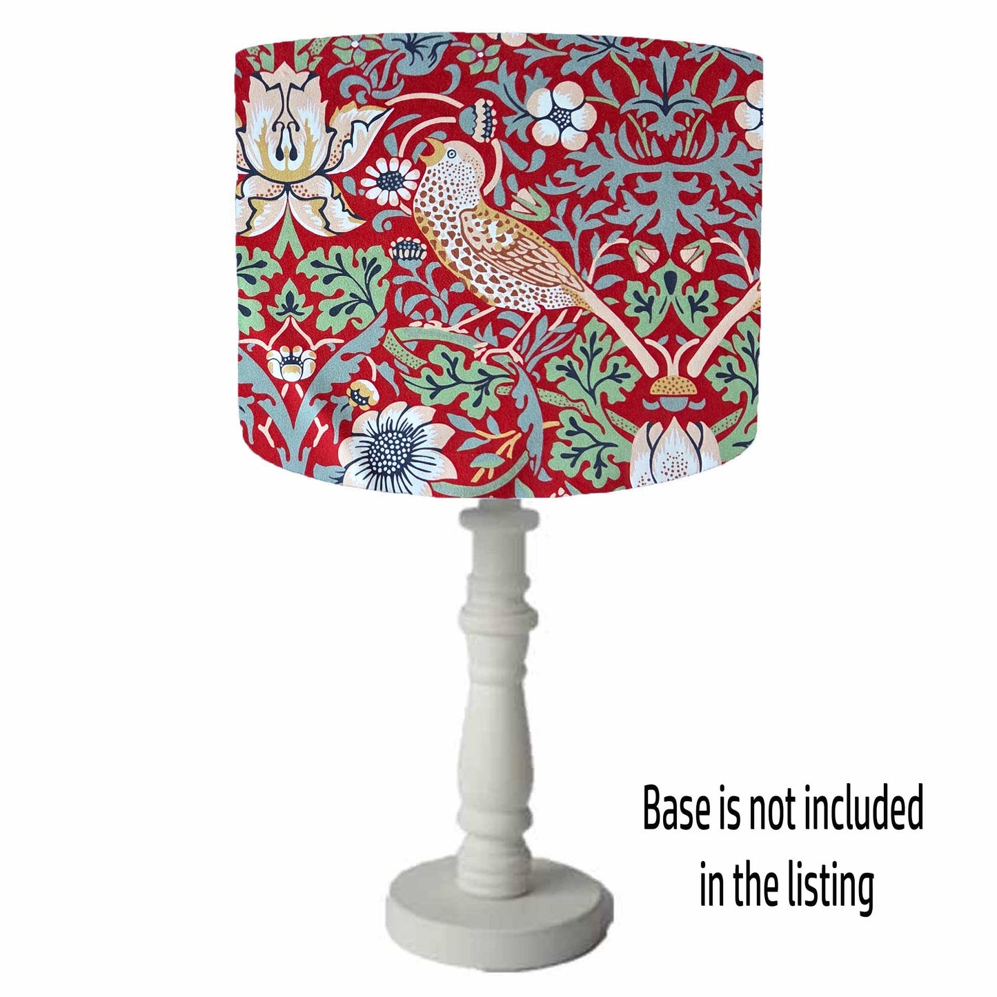 Decorative lamp with a colorful bird pattern on a white background