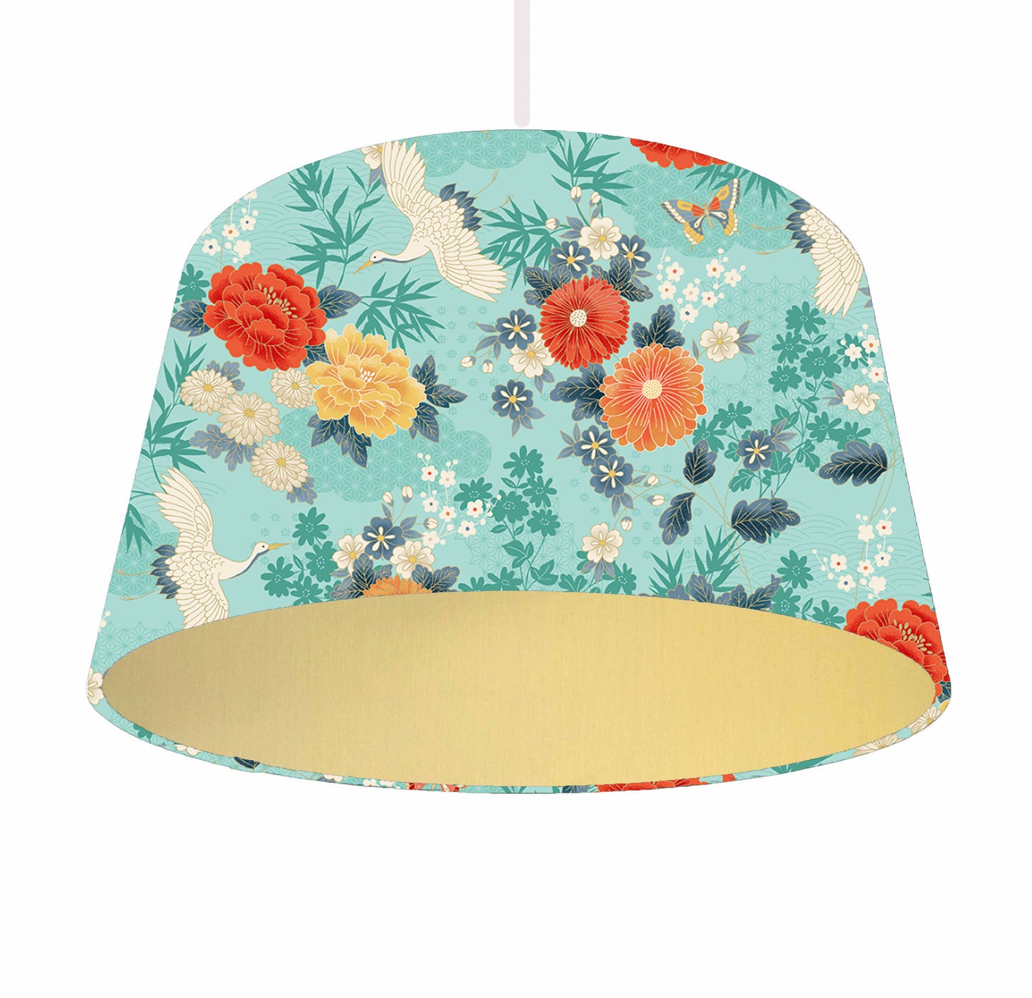 Turquoise Japanese Lampshade - Metallic Lining