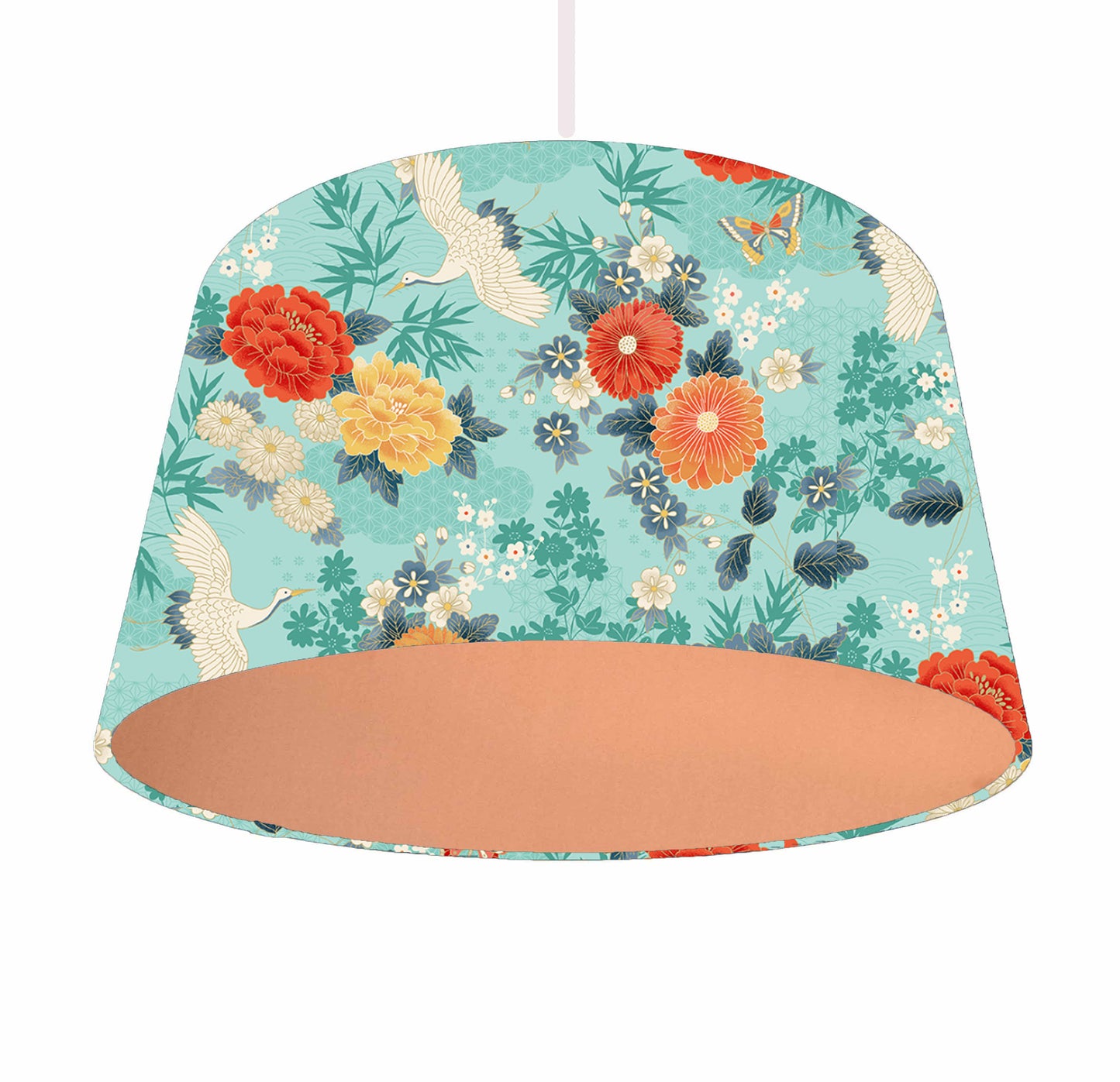 Turquoise Japanese Lampshade - Metallic Lining