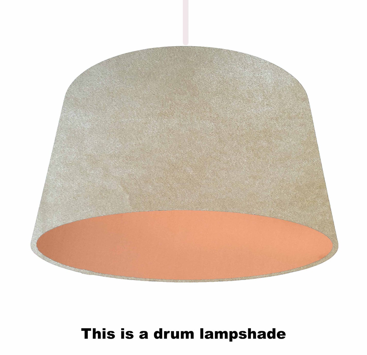 Light beige and copper light shade, ceiling light view