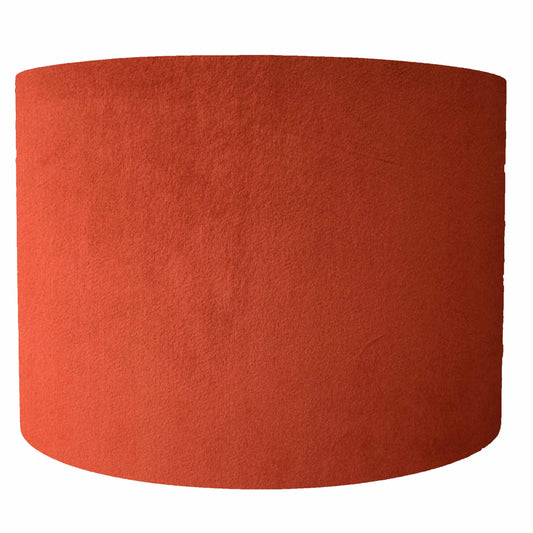 Orange Velvet Drum Lampshade, front view