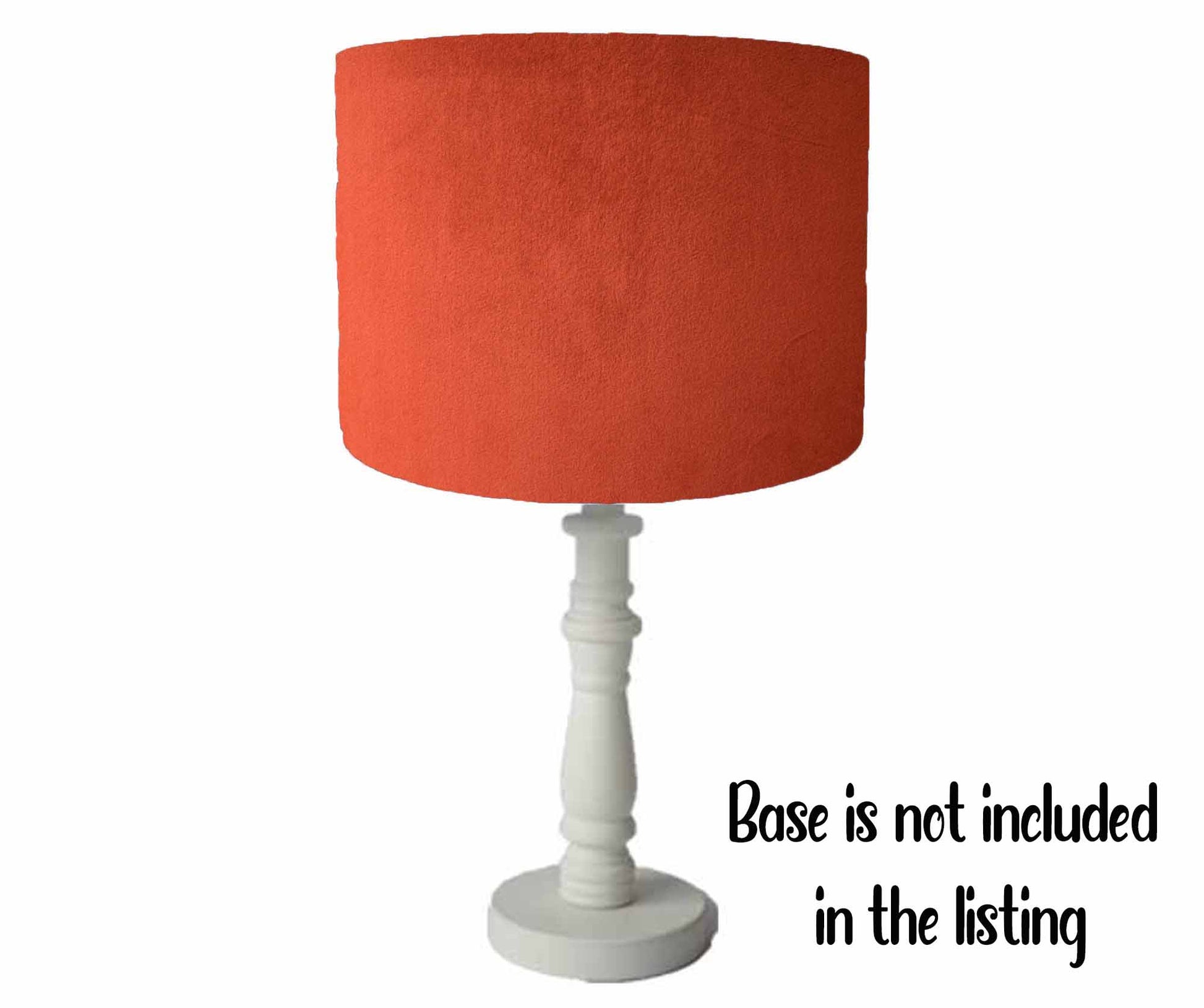 Spice coloured velvet table lamp shade, view from table lamp base